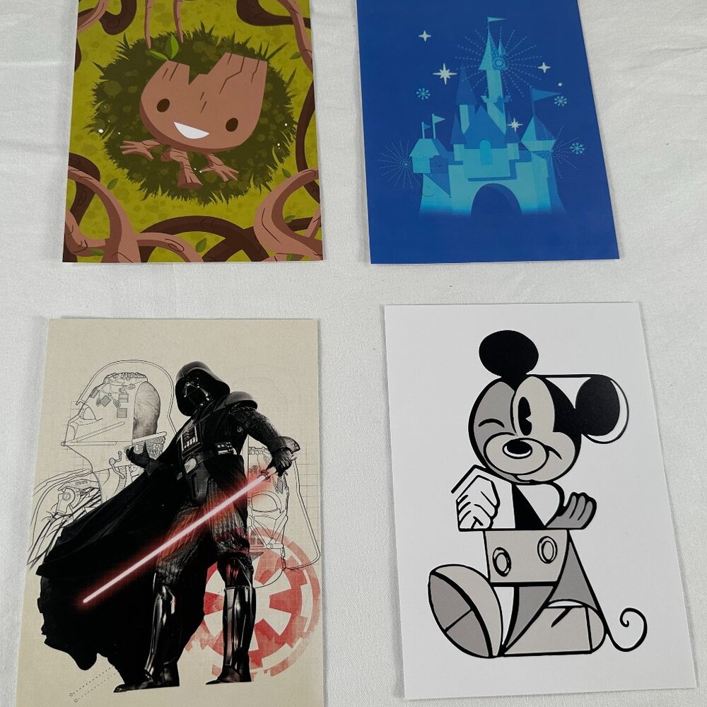 4 Disney Rewards Special Edition Square Corner Artwork Postcards – Mickey Vader